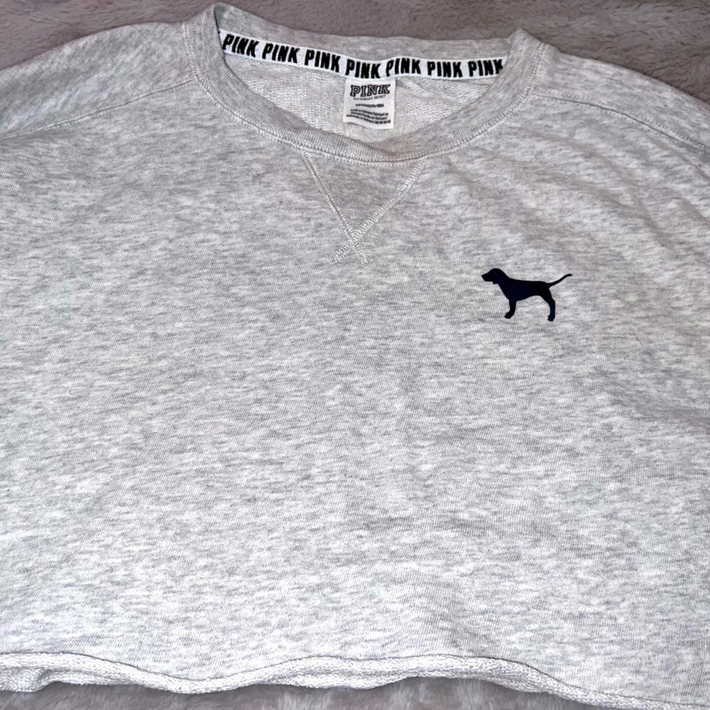 PINK gray cropped sweatshirt